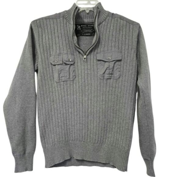 Marc Ecko Cut & Sew Deadly Threads Gray Quarter Zip Pullover Sweater Size Large - Picture 5 of 5